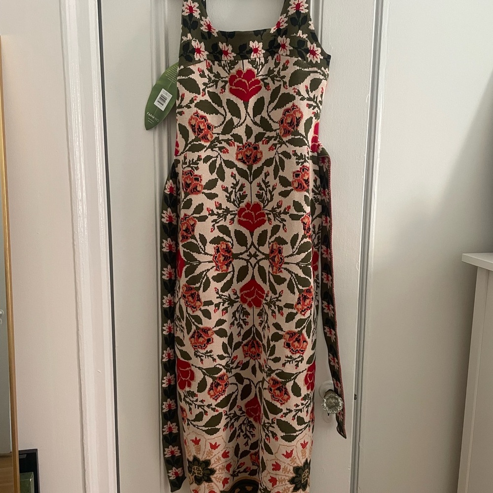 FARM Rio Red and Green Floral Maxi Dress